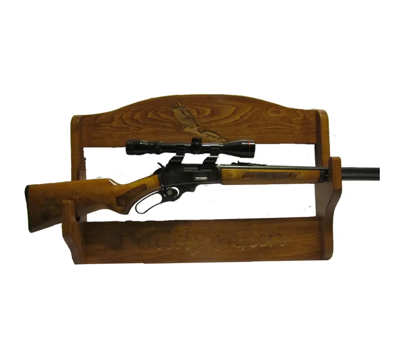 personalized wooden gun rack with custom engraving