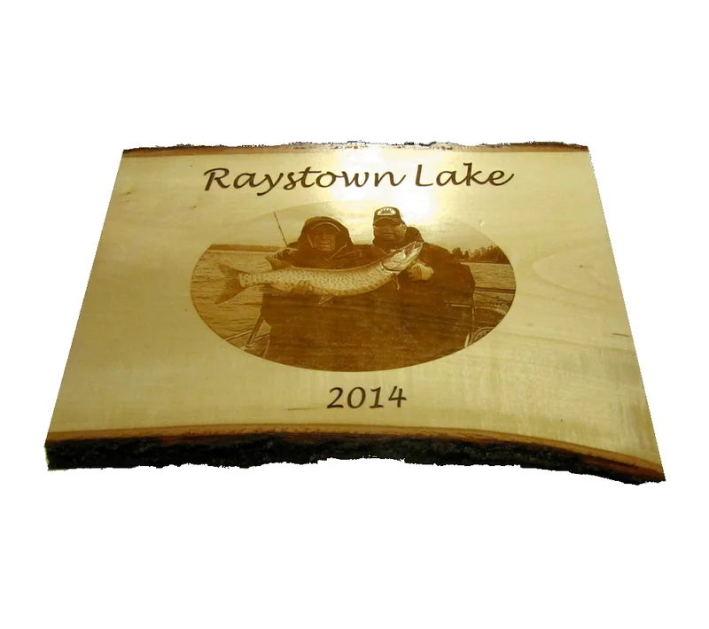Custom wood photo plaque with rustic live edge