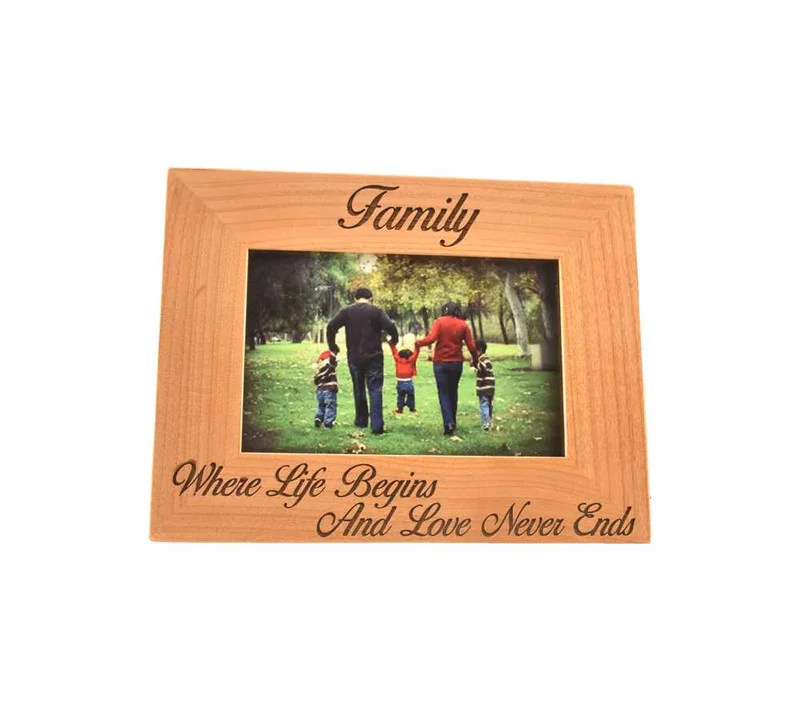 Where Life Begins personalized wood picture frame with engraving