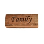 Reclaimed barnwood sign that reads, "Family".