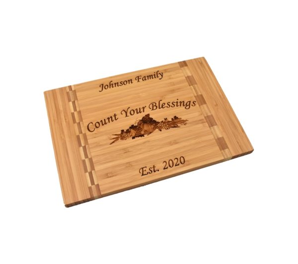 Engraved bamboo cutting board.