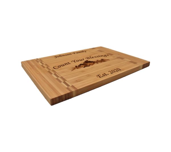 Engraved bamboo cutting board.