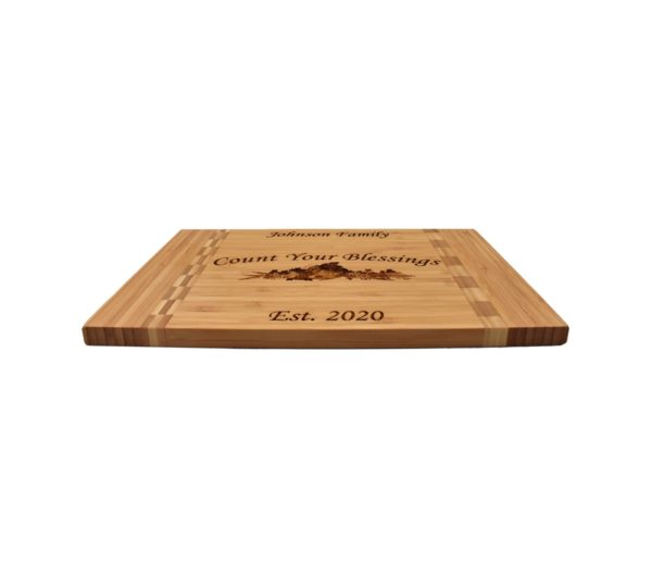 Engraved bamboo cutting board.