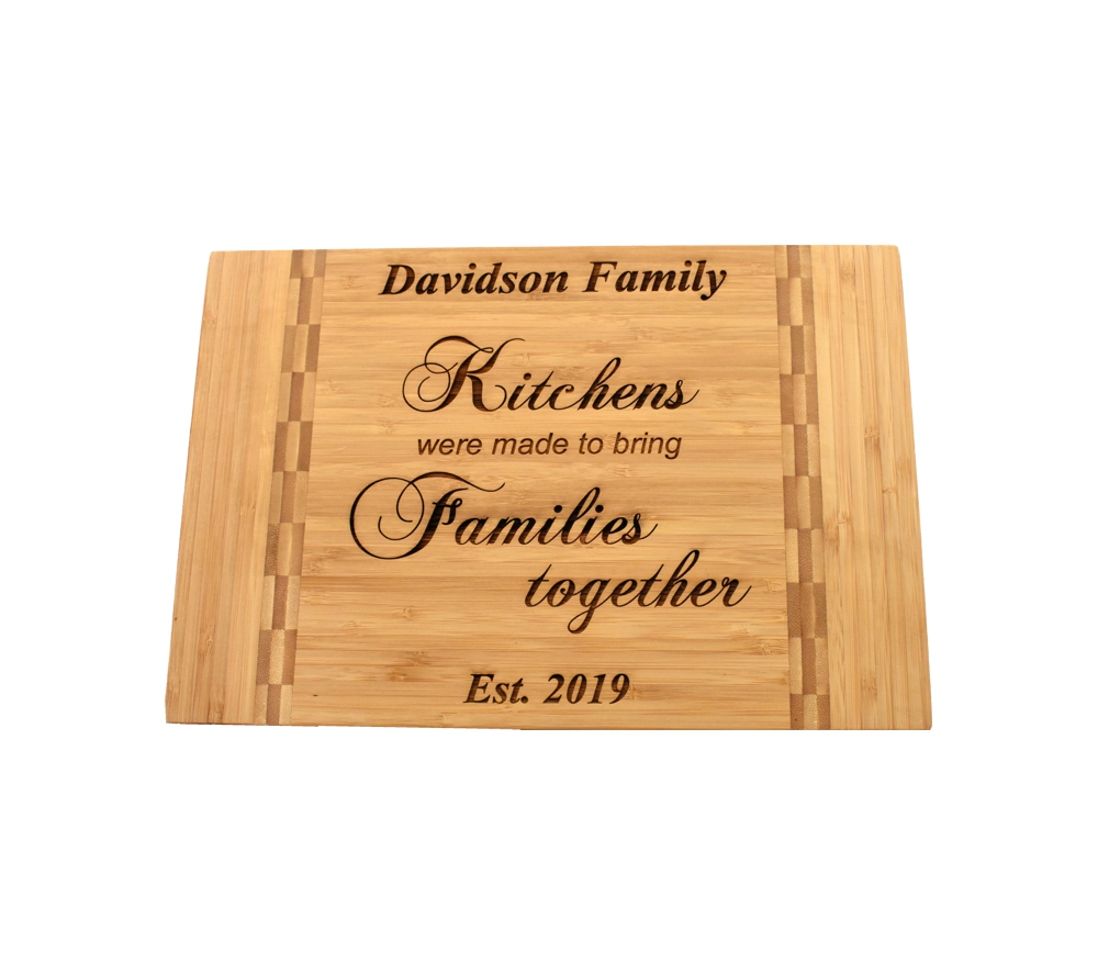 Two Tone Bamboo Cutting Board Personalized Real Estate Closing