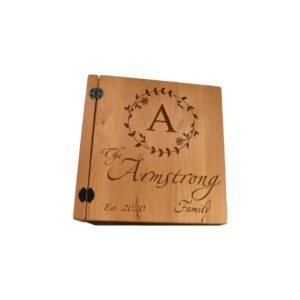 Personalized photo album with leather cover and Mountains engraving –  skinwoodukraine