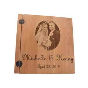 Photo Album Custom Scrapbook Personalized Wood Name Engraved Bride
