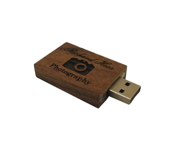 Business Logo Custom Engraved Wood 16GB Flash Drive
