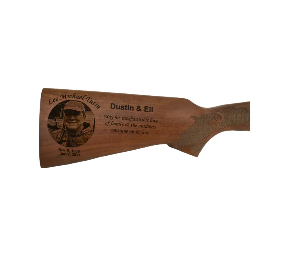 Memorial Photo Gun Stock Engraving
