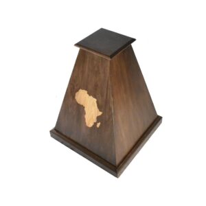 walnut pyramid pedestal with engraved front