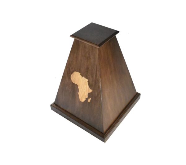 walnut pyramid pedestal with engraved front